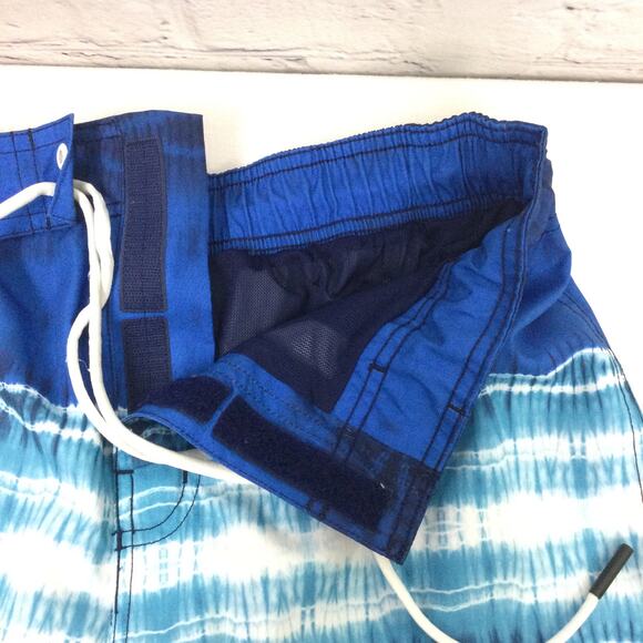 Speedo Blue Striped Hook and Loop Elastic Lined Pockets Swimming Trunks Men's M - Picture 10 of 12